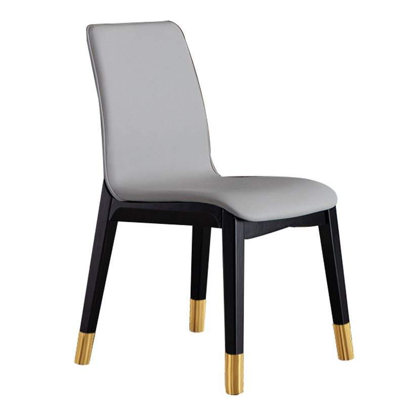 Scandinavian Indoor Side Chair Wood Upholstered Solid Back Single Dining Room Chair