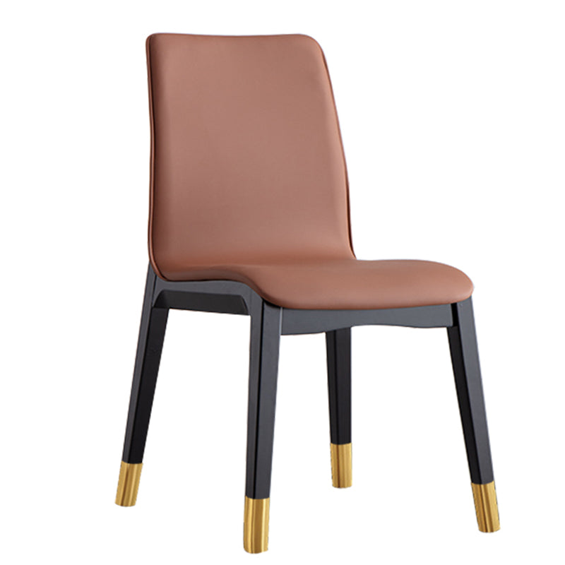 Scandinavian Indoor Side Chair Wood Upholstered Solid Back Single Dining Room Chair