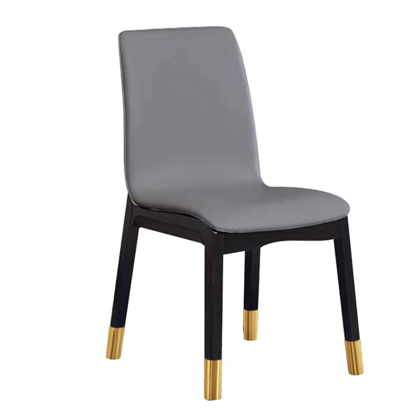 Scandinavian Indoor Side Chair Wood Upholstered Solid Back Single Dining Room Chair