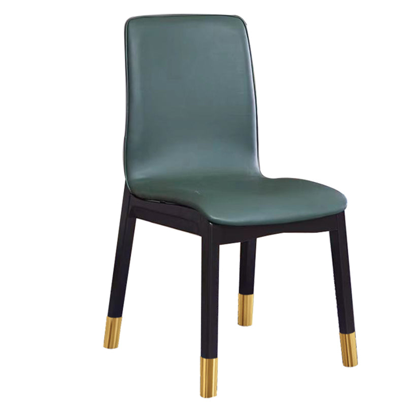 Scandinavian Indoor Side Chair Wood Upholstered Solid Back Single Dining Room Chair