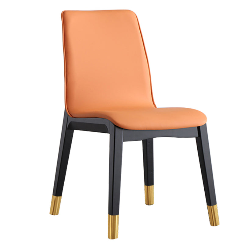 Scandinavian Indoor Side Chair Wood Upholstered Solid Back Single Dining Room Chair