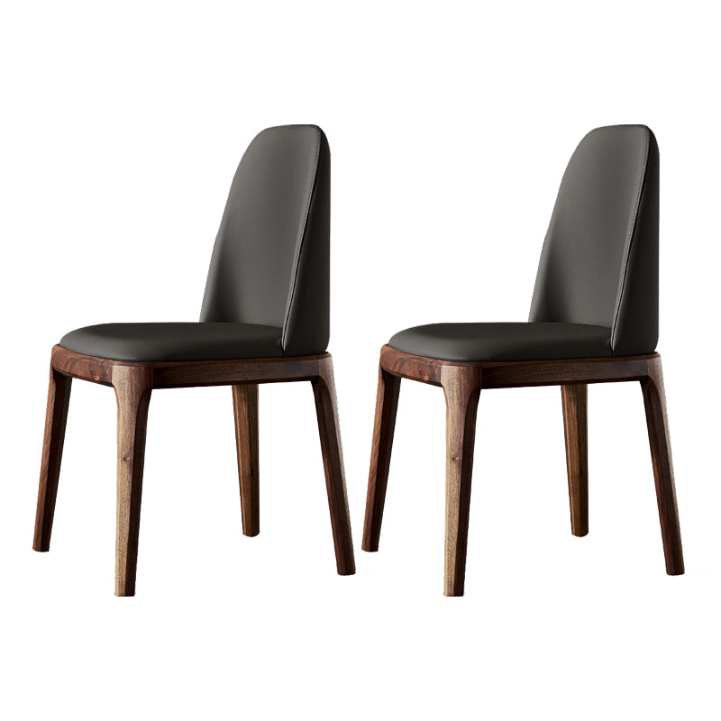 Home Upholstered Dining Side Chairs Armless Chairs with Wood Legs (Set of 2)