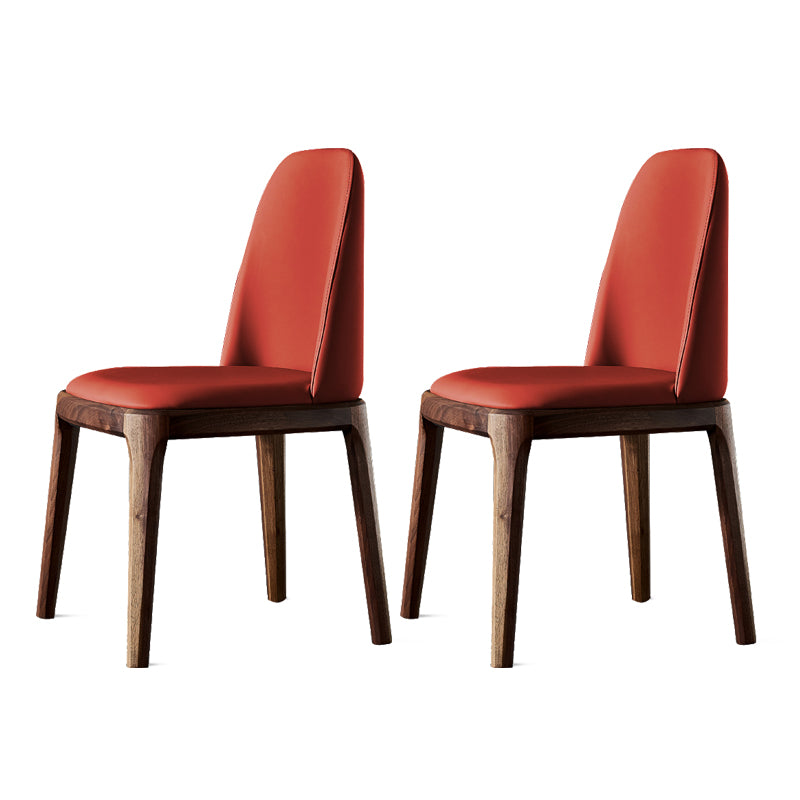 Home Upholstered Dining Side Chairs Armless Chairs with Wood Legs (Set of 2)