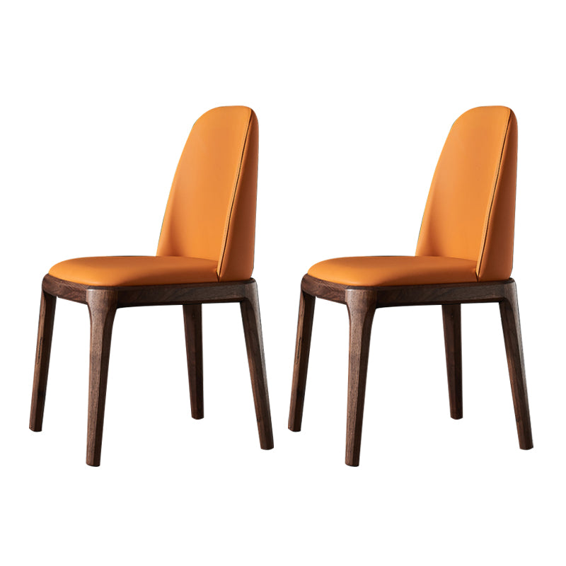 Home Upholstered Dining Side Chairs Armless Chairs with Wood Legs (Set of 2)