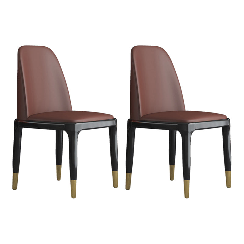 Industrial Rubberwood Parsons Side Chair Matte Finish Leather Dining Chair (Set of 2)