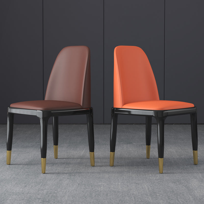Industrial Rubberwood Parsons Side Chair Matte Finish Leather Dining Chair (Set of 2)