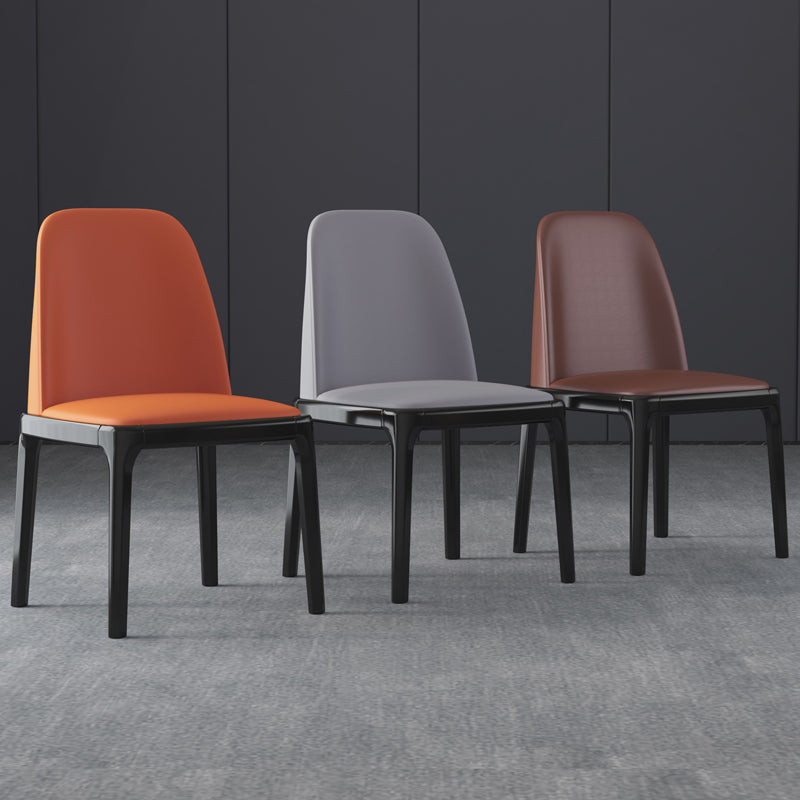 Industrial Rubberwood Parsons Side Chair Matte Finish Leather Dining Chair (Set of 2)
