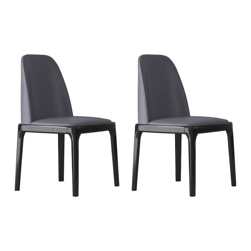 Industrial Rubberwood Parsons Side Chair Matte Finish Leather Dining Chair (Set of 2)