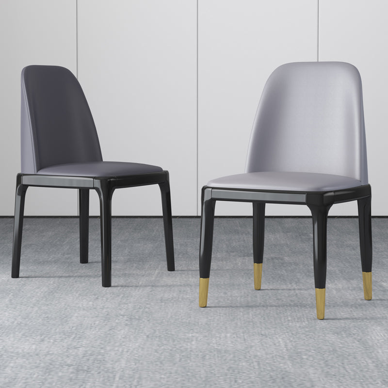 Industrial Rubberwood Parsons Side Chair Matte Finish Leather Dining Chair (Set of 2)