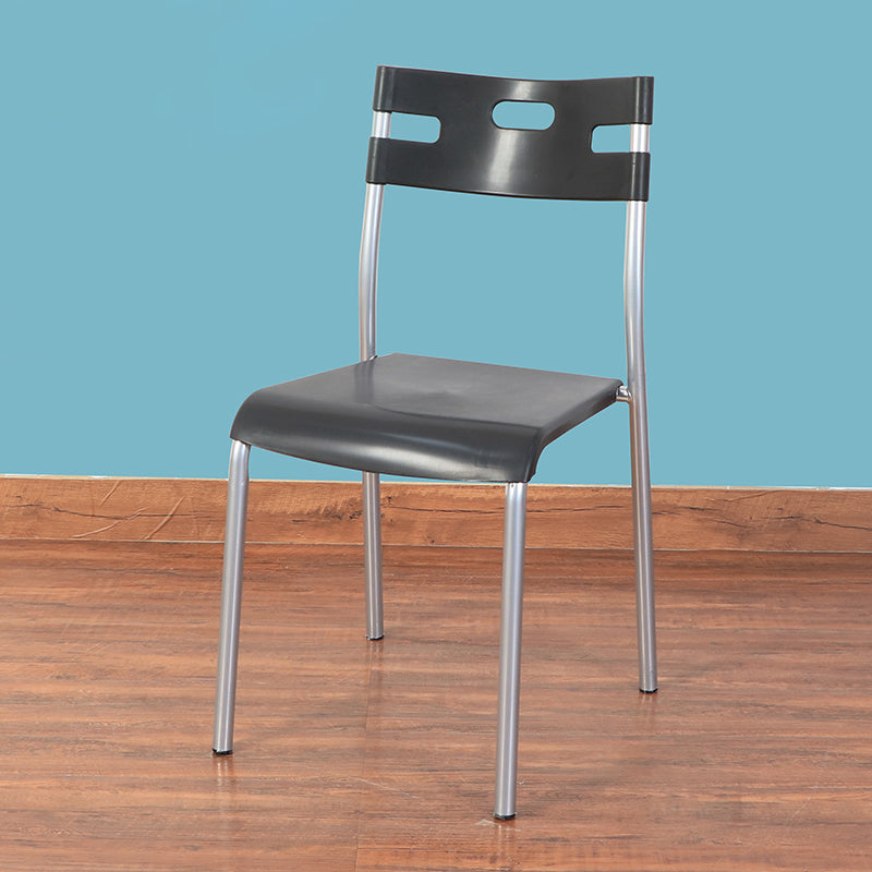 Minimalist Style Colorful Plastic Dining Armless Chair Open Back Dining Side Chair