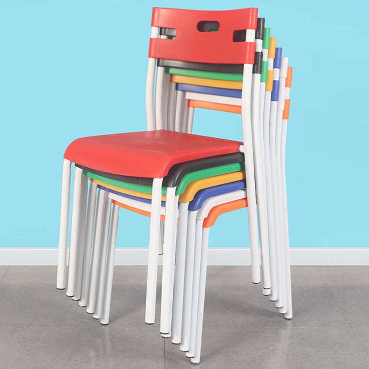 Minimalist Style Colorful Plastic Dining Armless Chair Open Back Dining Side Chair