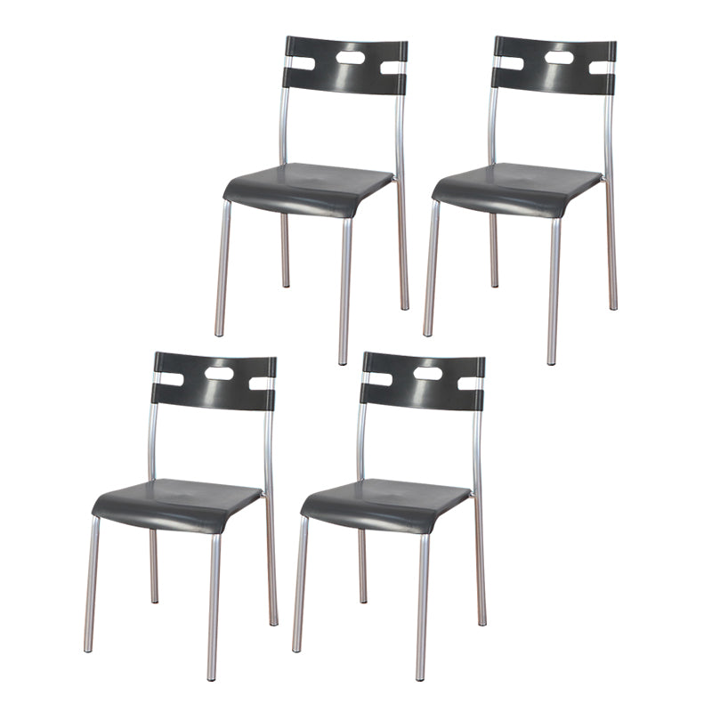 Minimalist Style Colorful Plastic Dining Armless Chair Open Back Dining Side Chair