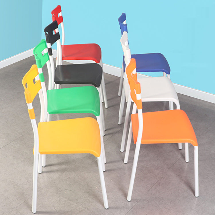 Minimalist Style Colorful Plastic Dining Armless Chair Open Back Dining Side Chair