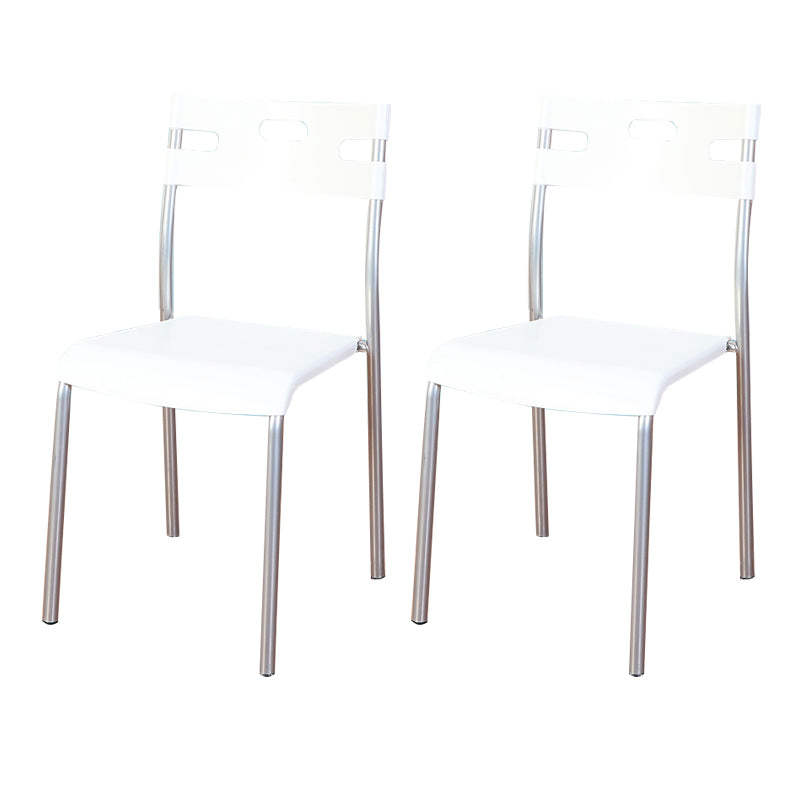 Minimalist Style Colorful Plastic Dining Armless Chair Open Back Dining Side Chair