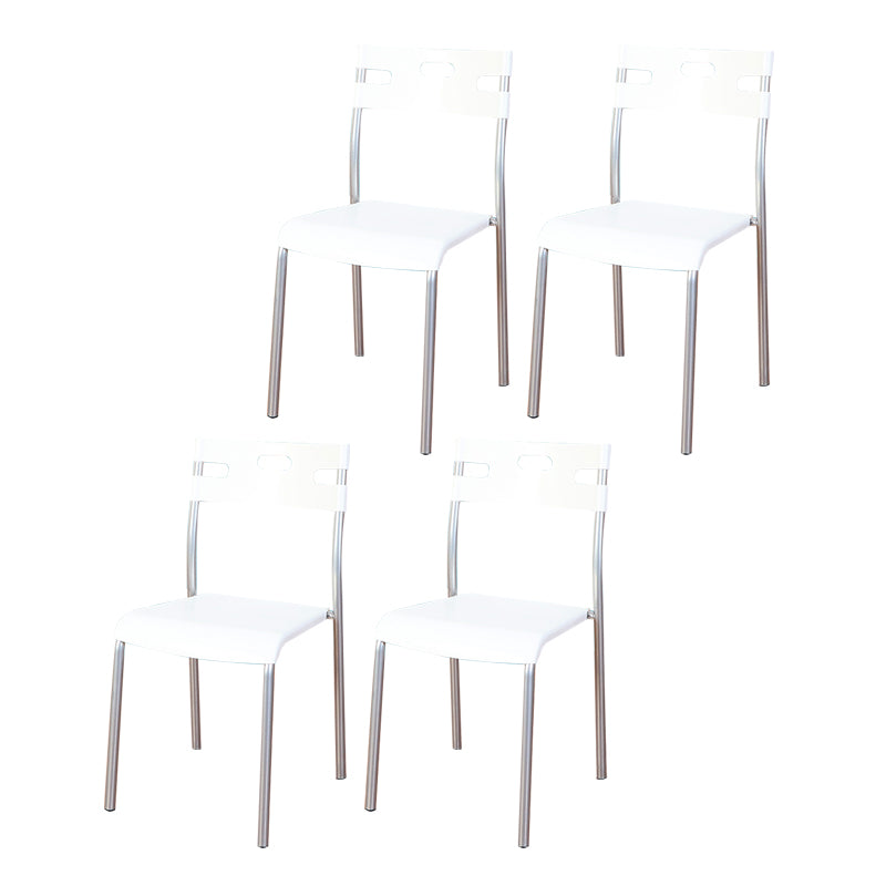 Minimalist Style Colorful Plastic Dining Armless Chair Open Back Dining Side Chair