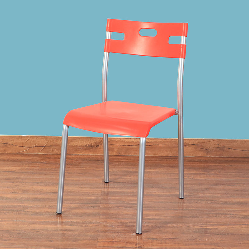 Minimalist Style Colorful Plastic Dining Armless Chair Open Back Dining Side Chair