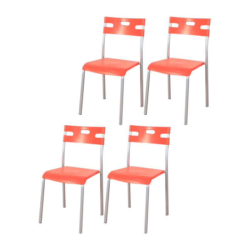 Minimalist Style Colorful Plastic Dining Armless Chair Open Back Dining Side Chair