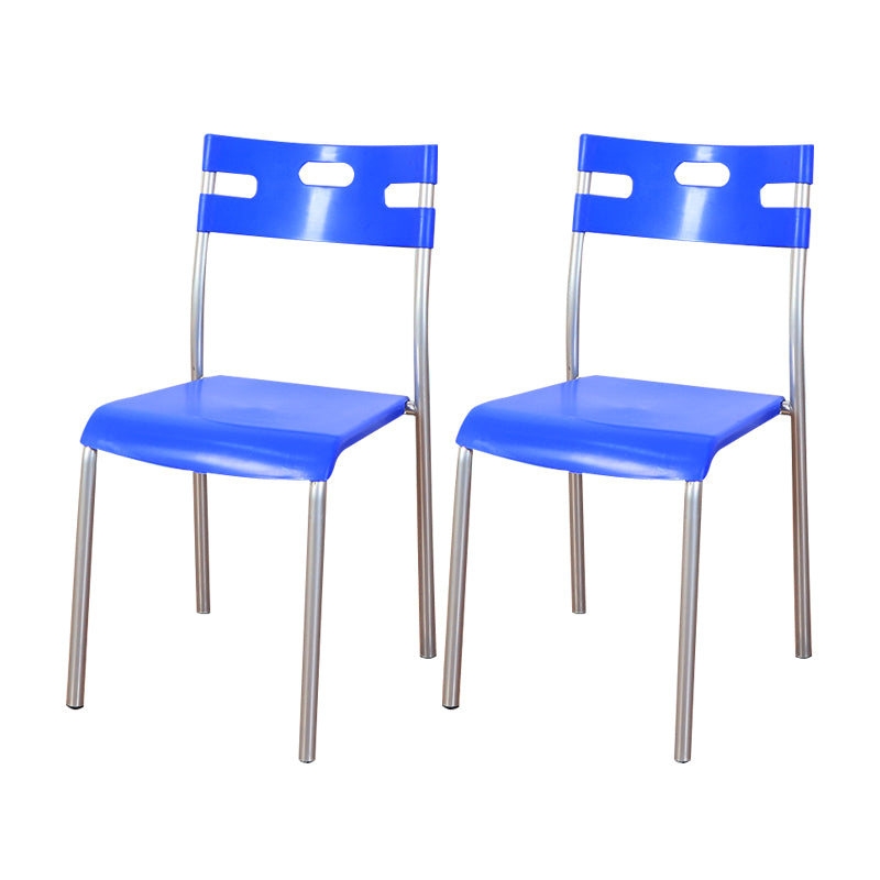 Minimalist Style Colorful Plastic Dining Armless Chair Open Back Dining Side Chair