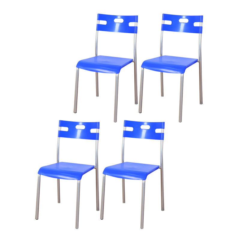 Minimalist Style Colorful Plastic Dining Armless Chair Open Back Dining Side Chair