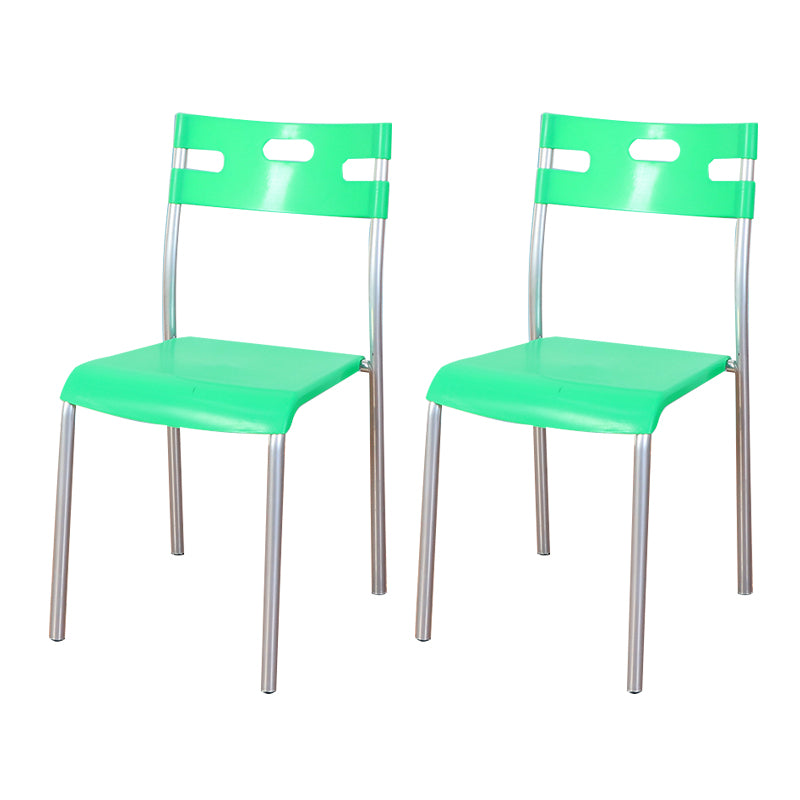Minimalist Style Colorful Plastic Dining Armless Chair Open Back Dining Side Chair