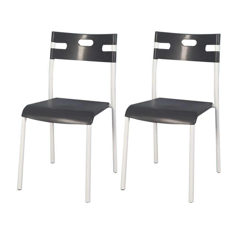 Minimalist Style Colorful Plastic Dining Armless Chair Open Back Dining Side Chair