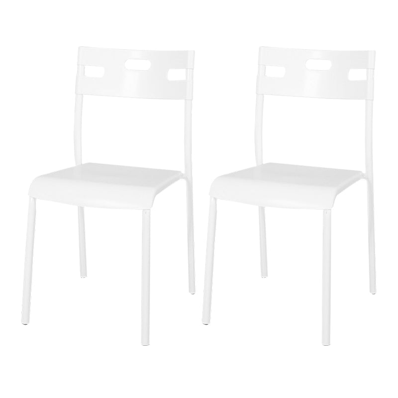 Minimalist Style Colorful Plastic Dining Armless Chair Open Back Dining Side Chair
