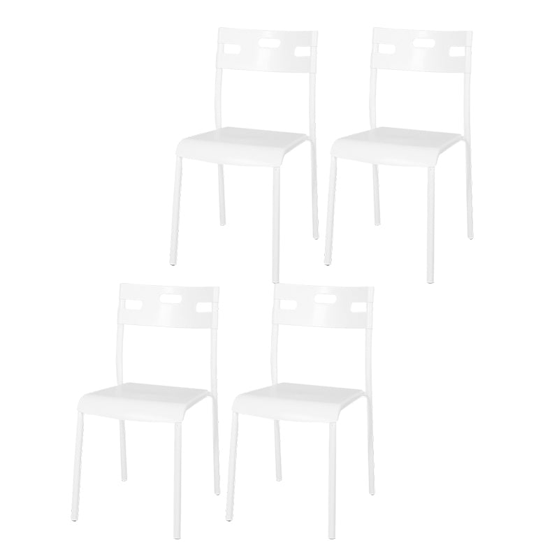 Minimalist Style Colorful Plastic Dining Armless Chair Open Back Dining Side Chair