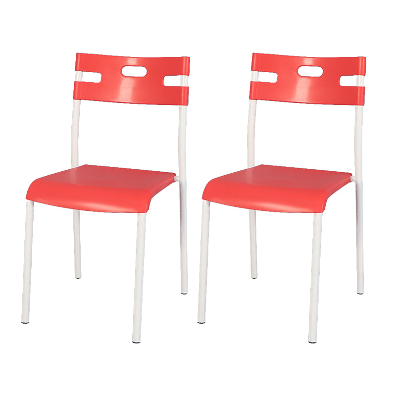 Minimalist Style Colorful Plastic Dining Armless Chair Open Back Dining Side Chair