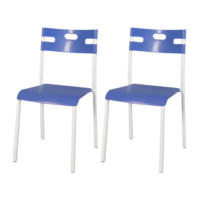 Minimalist Style Colorful Plastic Dining Armless Chair Open Back Dining Side Chair