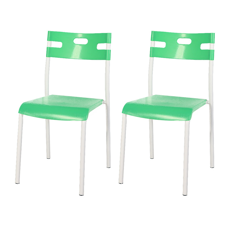Minimalist Style Colorful Plastic Dining Armless Chair Open Back Dining Side Chair