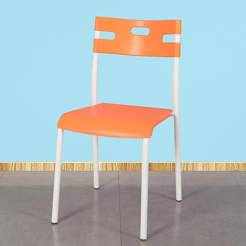 Minimalist Style Colorful Plastic Dining Armless Chair Open Back Dining Side Chair