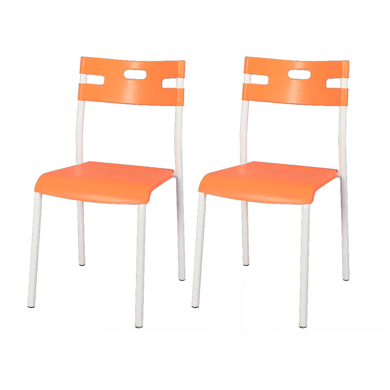 Minimalist Style Colorful Plastic Dining Armless Chair Open Back Dining Side Chair