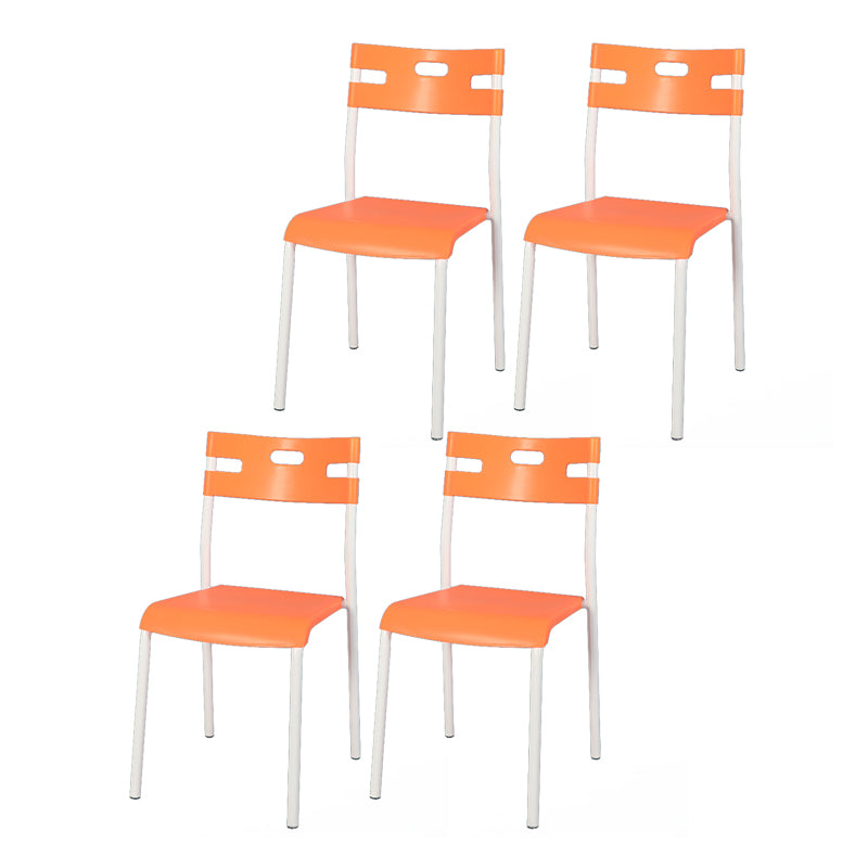 Minimalist Style Colorful Plastic Dining Armless Chair Open Back Dining Side Chair