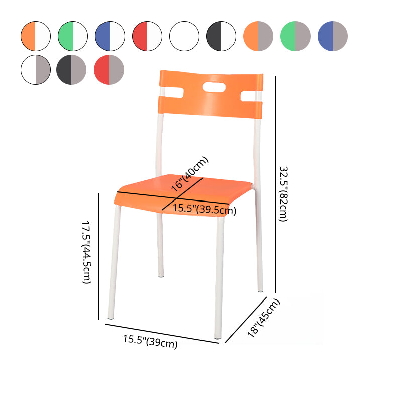 Minimalist Style Colorful Plastic Dining Armless Chair Open Back Dining Side Chair