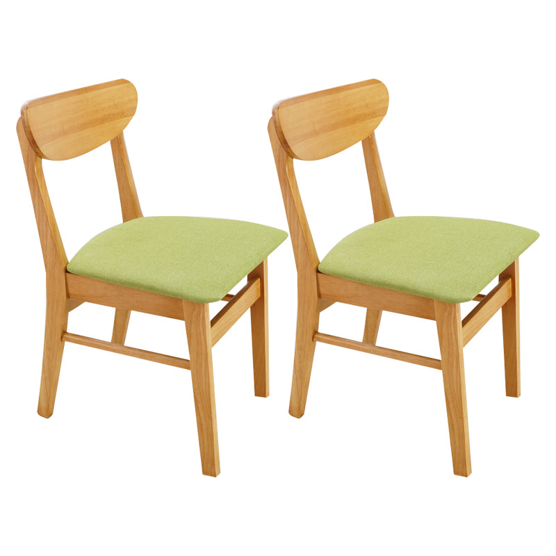 Silla auxiliar escandinava de madera de caucho con respaldo abierto, silla de comedor tapizada natural (juego de 2)