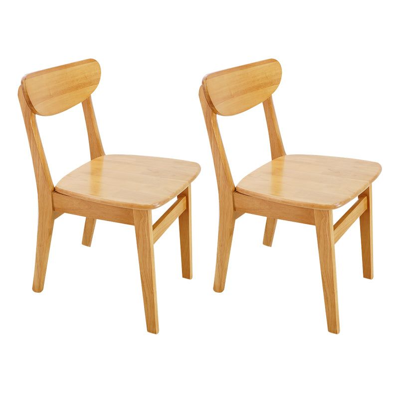 Chaise d'appoint scandinave à dossier ouvert en bois d'hévéa, chaise de salle à manger rembourrée naturelle (Ensemble de 2)