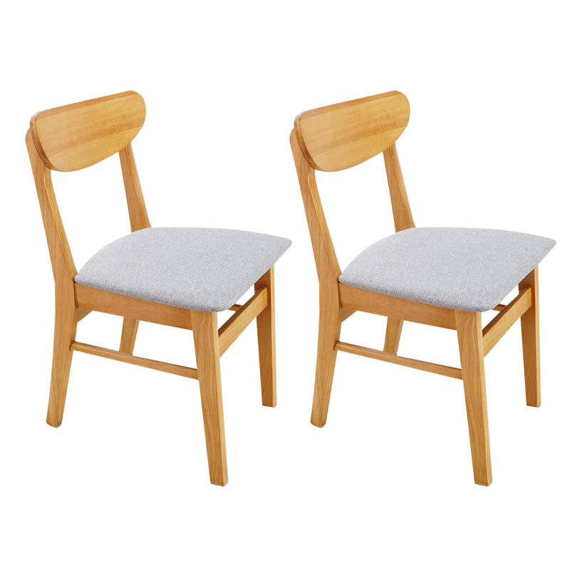 Silla auxiliar escandinava de madera de caucho con respaldo abierto, silla de comedor tapizada natural (juego de 2)