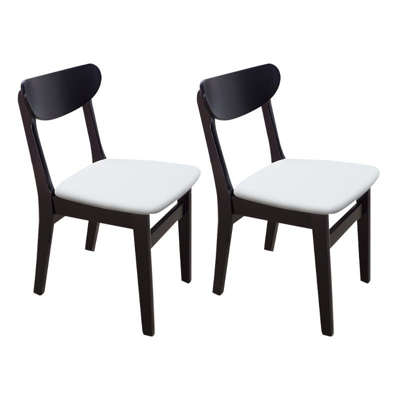 Silla auxiliar escandinava de madera de caucho con respaldo abierto, silla de comedor tapizada natural (juego de 2)