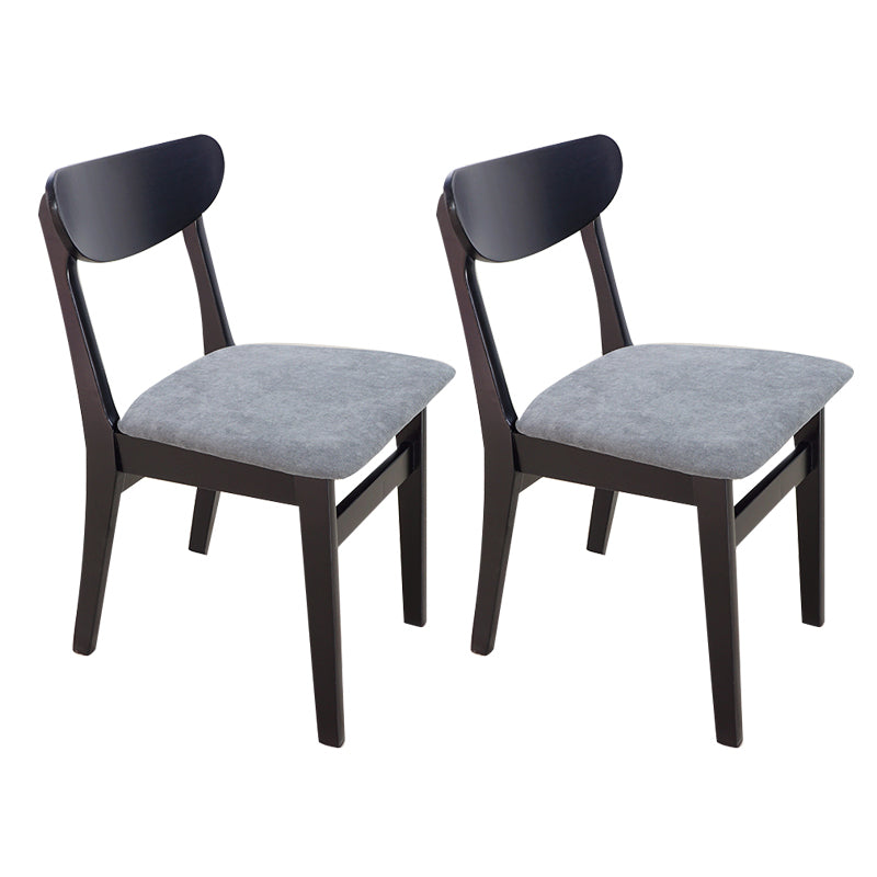 Chaise d'appoint scandinave à dossier ouvert en bois d'hévéa, chaise de salle à manger rembourrée naturelle (Ensemble de 2)