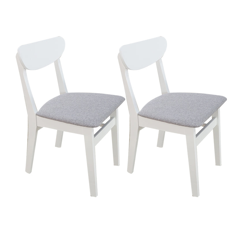 Silla auxiliar escandinava de madera de caucho con respaldo abierto, silla de comedor tapizada natural (juego de 2)