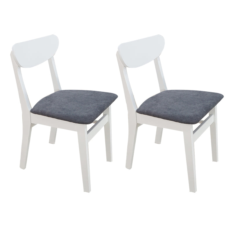 Silla auxiliar escandinava de madera de caucho con respaldo abierto, silla de comedor tapizada natural (juego de 2)