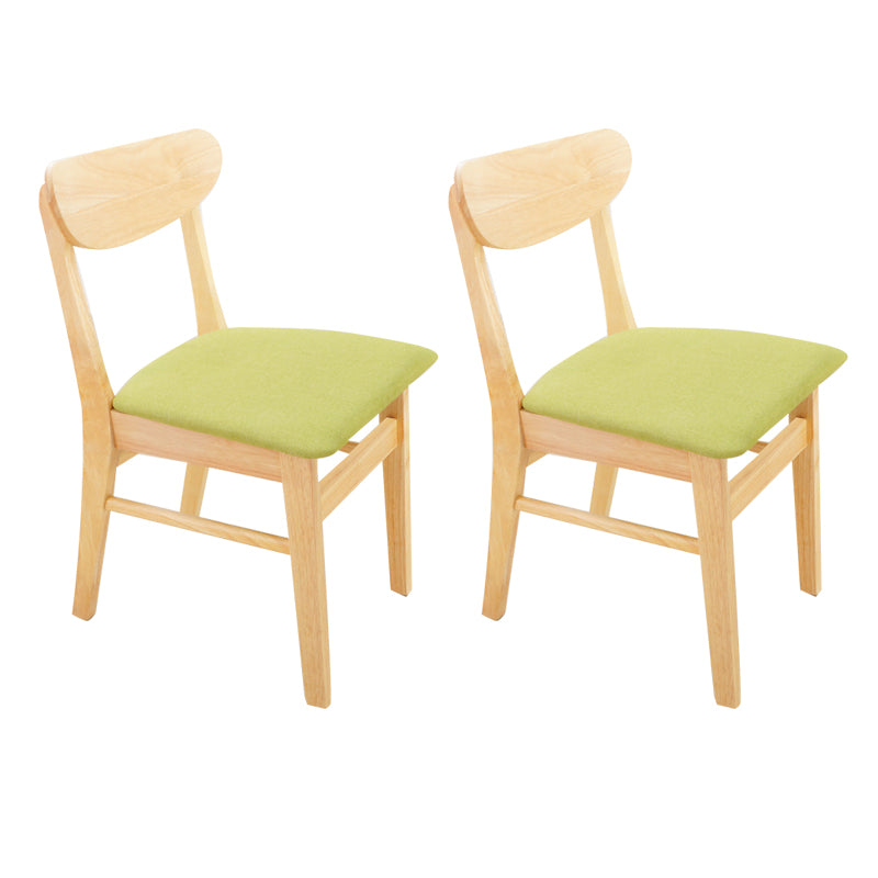 Silla auxiliar escandinava de madera de caucho con respaldo abierto, silla de comedor tapizada natural (juego de 2)