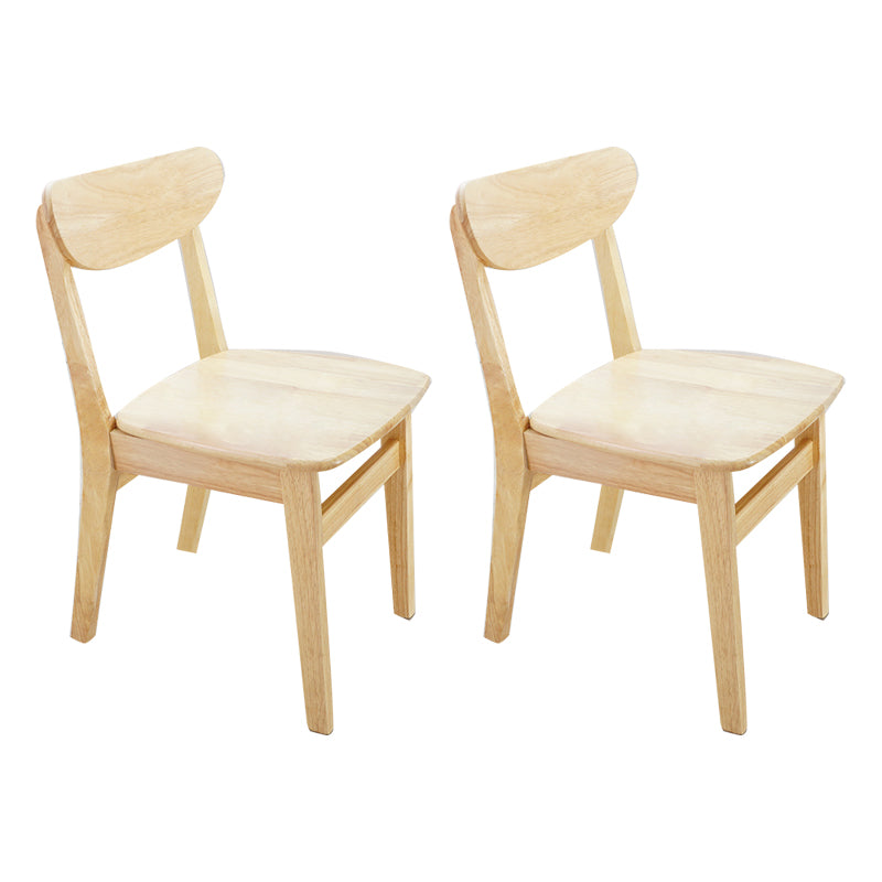 Chaise d'appoint scandinave à dossier ouvert en bois d'hévéa, chaise de salle à manger rembourrée naturelle (Ensemble de 2)