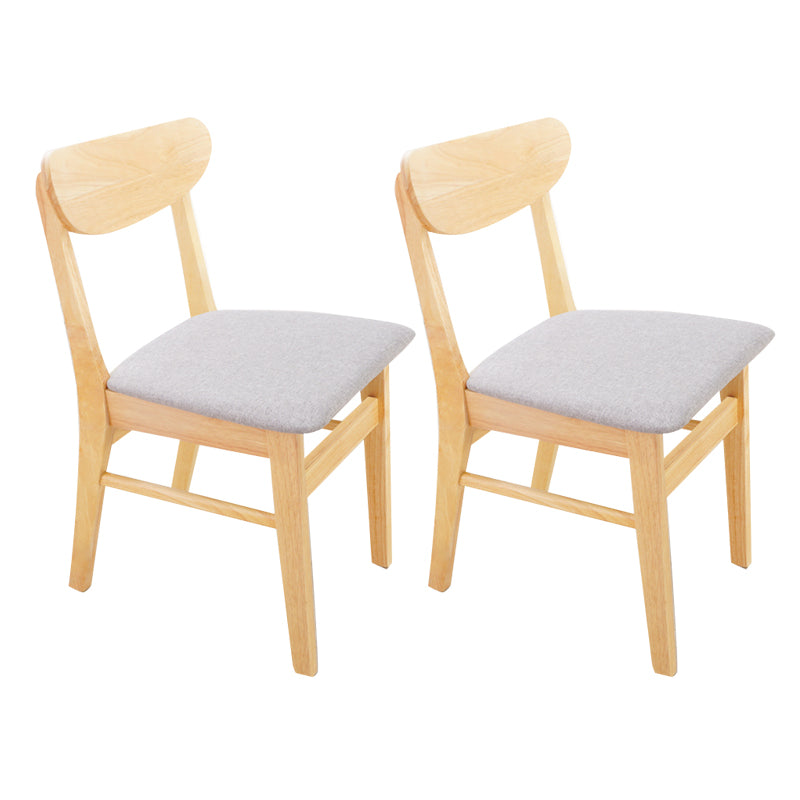 Silla auxiliar escandinava de madera de caucho con respaldo abierto, silla de comedor tapizada natural (juego de 2)