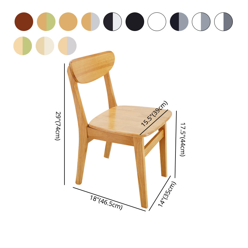 Silla auxiliar escandinava de madera de caucho con respaldo abierto, silla de comedor tapizada natural (juego de 2)