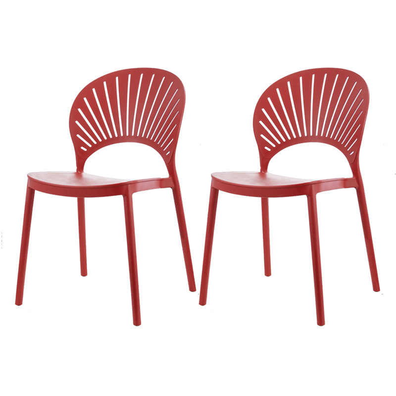 Contemporary Style Plastic Dining Armless Chair Open Back Dining Side Chair