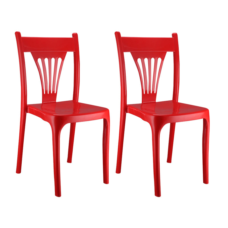 El plástico del estilo contemporáneo que cena la silla sin brazos del brazo del apilamiento de la parte posterior del listón de las sillas