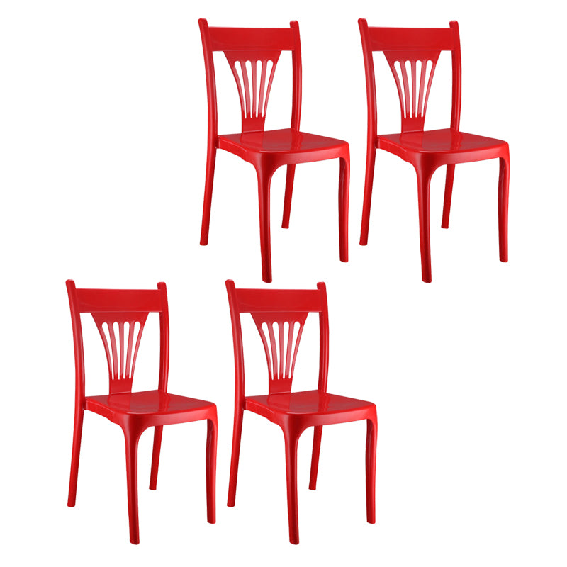 El plástico del estilo contemporáneo que cena la silla sin brazos del brazo del apilamiento de la parte posterior del listón de las sillas