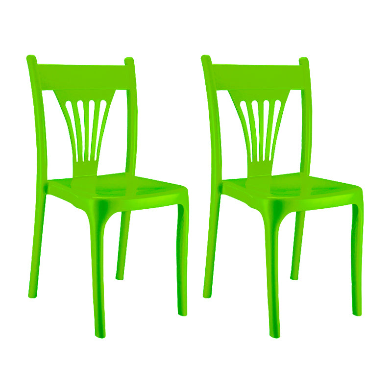 El plástico del estilo contemporáneo que cena la silla sin brazos del brazo del apilamiento de la parte posterior del listón de las sillas