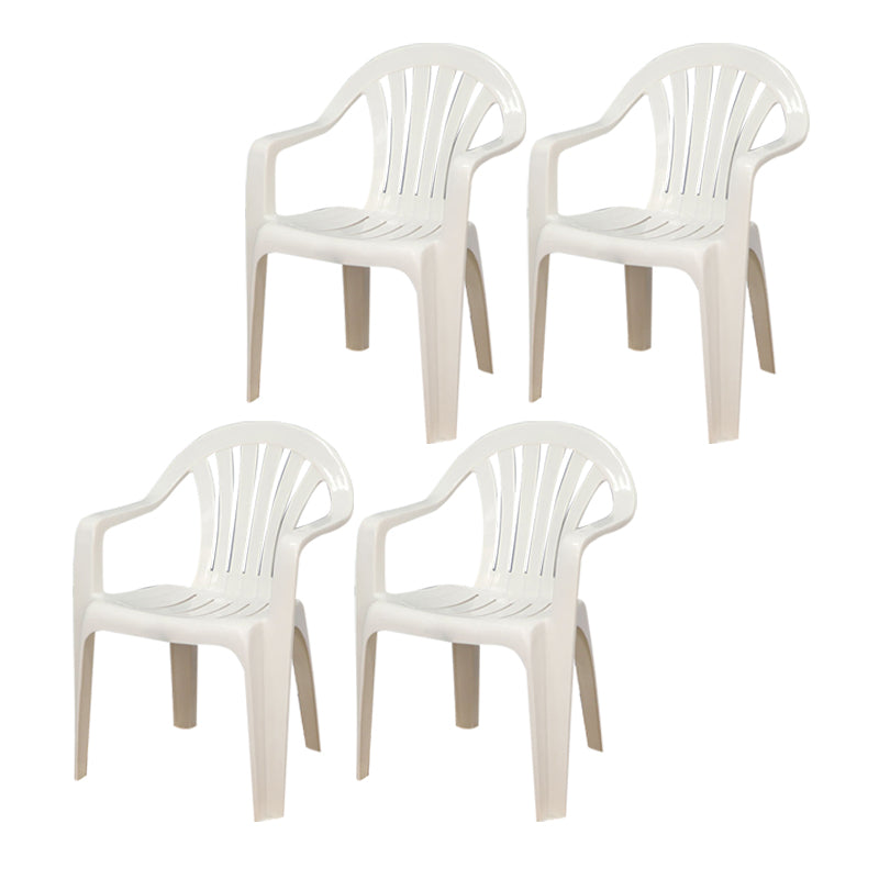 Sillón de estilo contemporáneo con respaldo de listones de plástico, silla auxiliar de comedor apilable